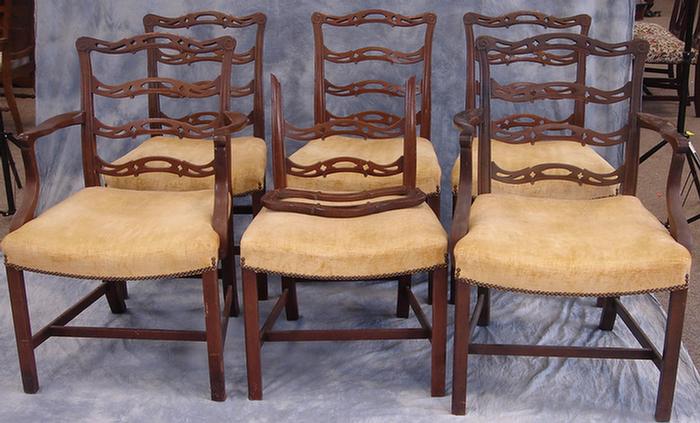 Set of 6 mahogany ribbon back