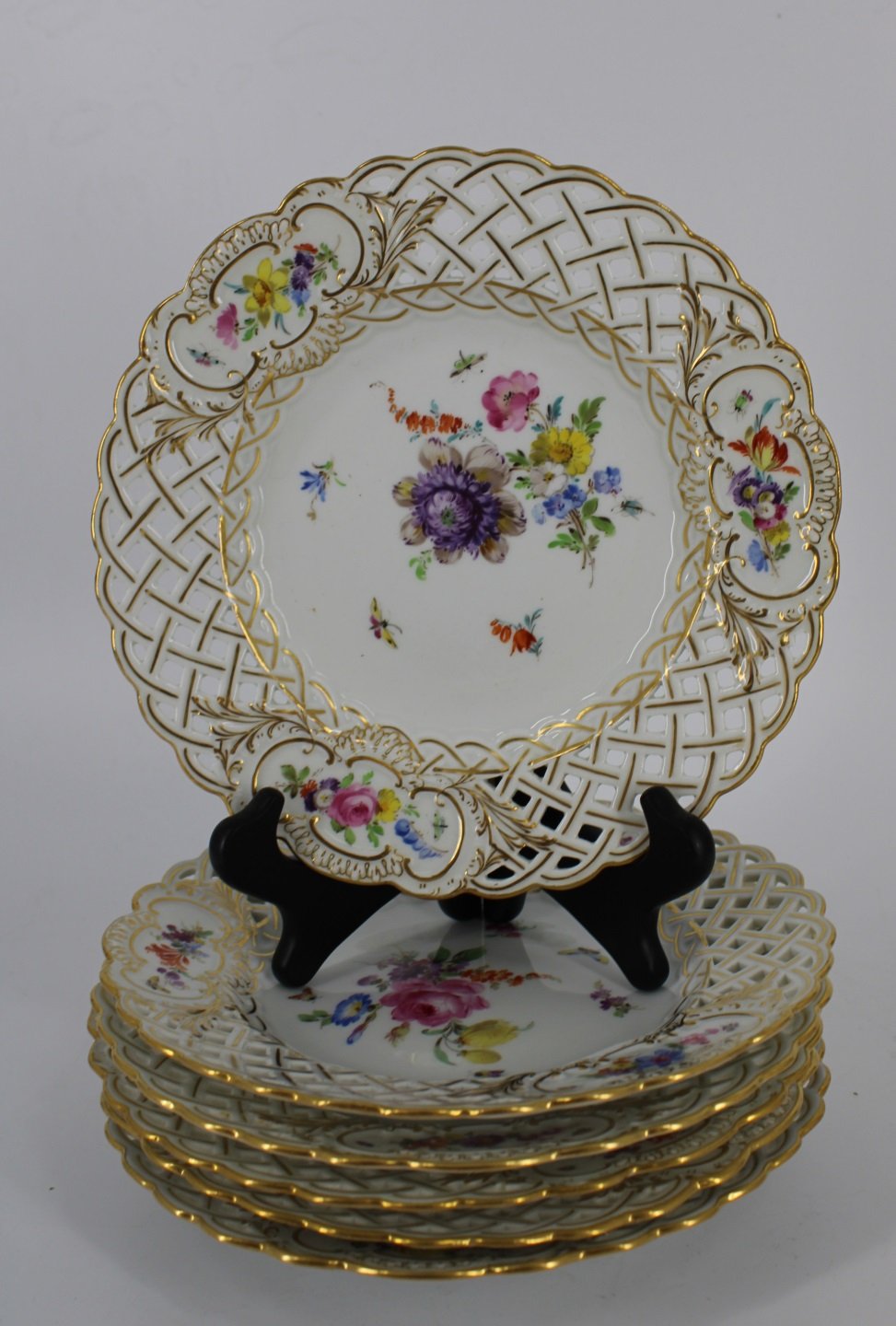 SET OF 6 MEISSEN RETICULATED