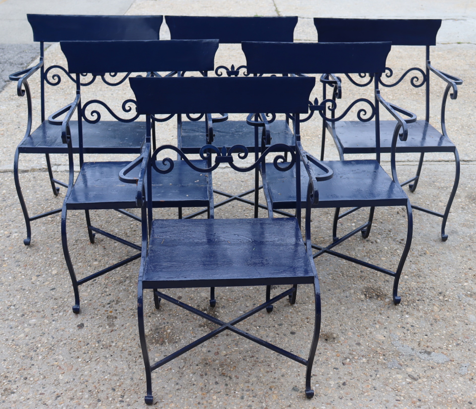 SET OF 6 MIDCENTURY ENAMELED IRON
