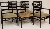 SET OF 6 MIDCENTURY STAINED CH