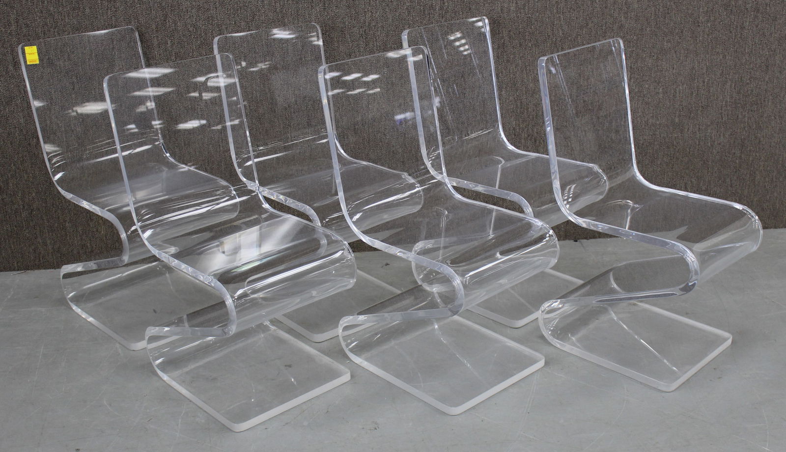SET OF 6 MODERNIST HEAVY LUCITE Z