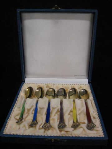 Set of 6 Norway Sterling Enameled