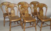 SET OF 6 PAINTED PLANK SEAT CH