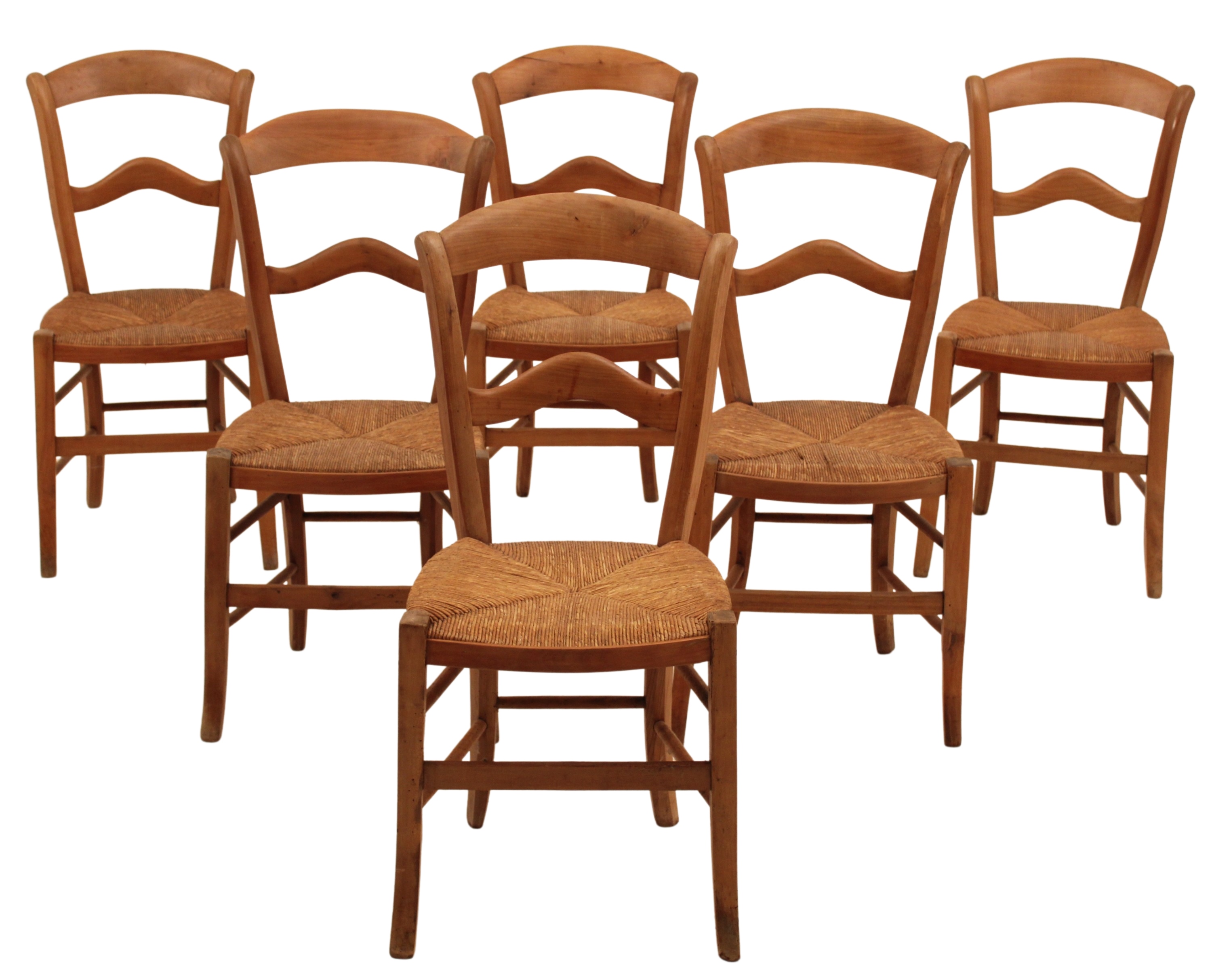 SET OF 6 PETITE FRENCH RUSH SEAT