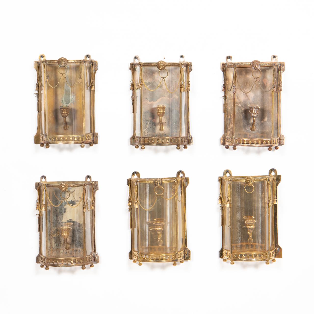 SET OF 6 REGENCY STYLE BRASS