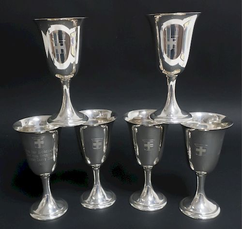 SET OF 6 STERLING SILVER PEDESTAL