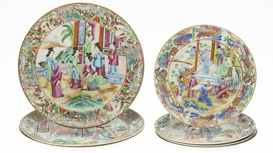 SET OF 7 CHINESE FAMILLE ROSE