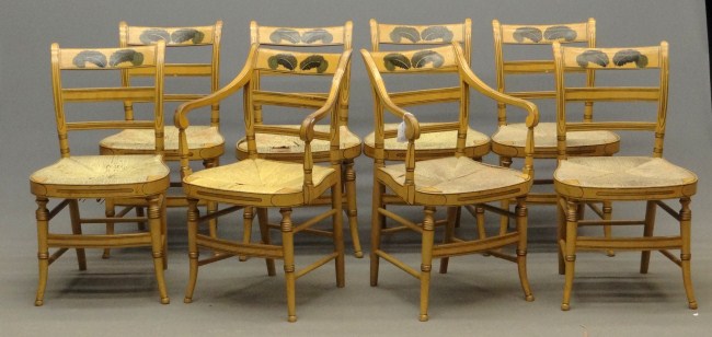 Set of 8 19th c. painted Sheraton