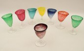 SET OF 8 ART GLASS COCKTAIL ST
