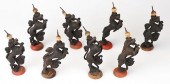 SET OF 8 ASIAN CARVED WOOD REA