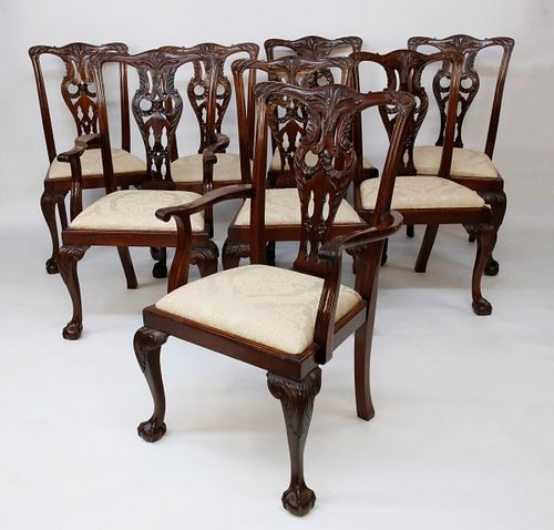 SET OF 8 CENTENNIAL CARVED MAHOGANY