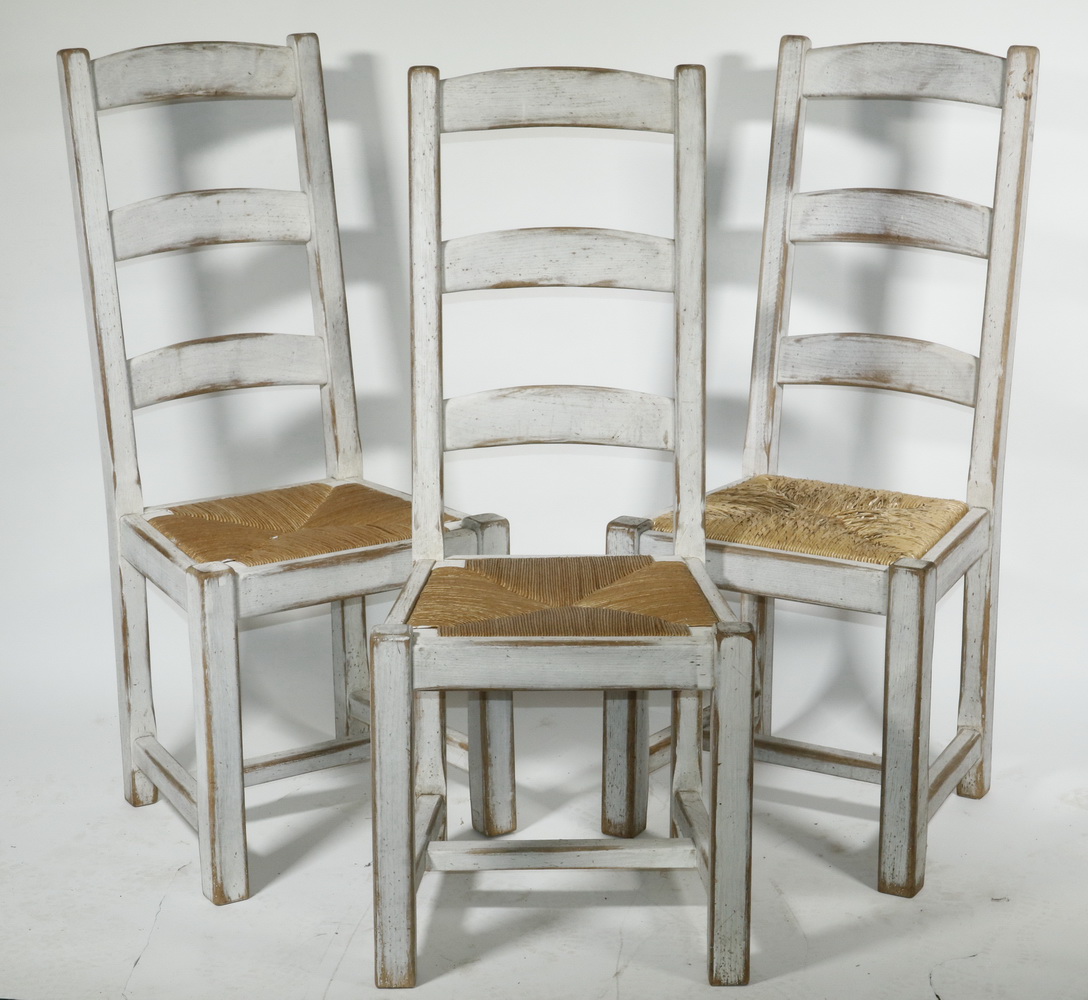 SET OF (8) CONTEMPORARY LADDER BACK