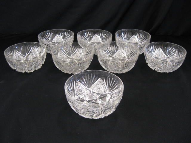 Set of 8 Cut Glass Bowls
