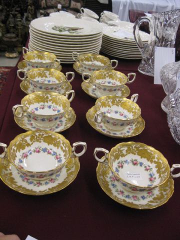Set of 8 Gold Encrusted China Cream