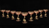 SET OF 8 PINK VENETIAN GLASS C