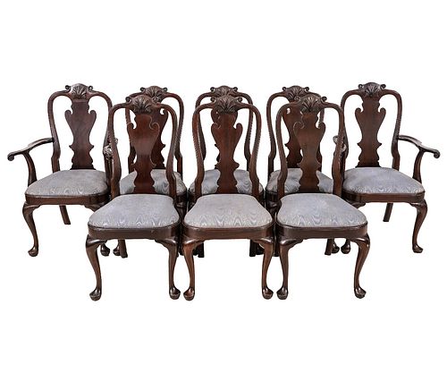 SET OF 8 QUEEN ANNE STYLE CHAIRSSet
