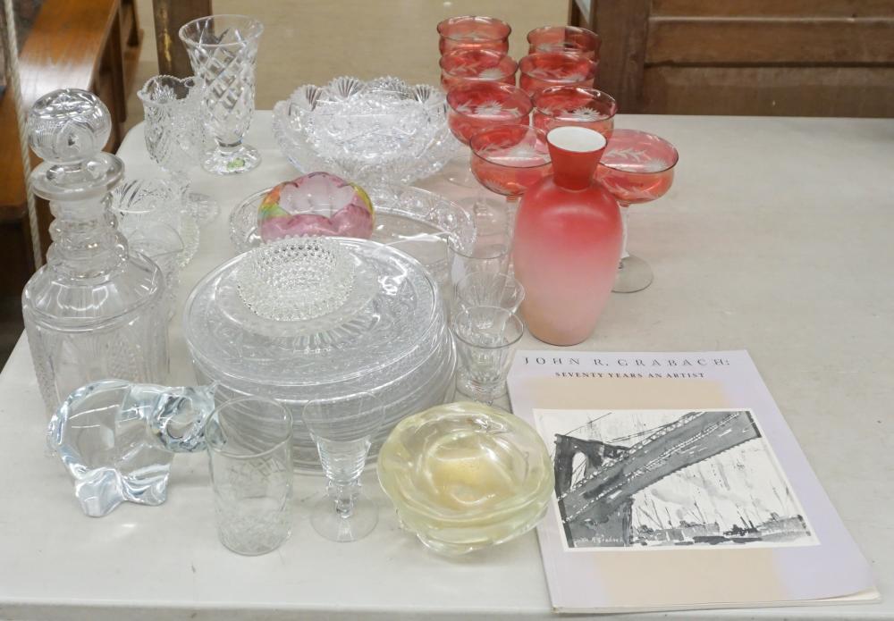 SET OF 8 RUBY-TO-CLEAR CUT GLASS