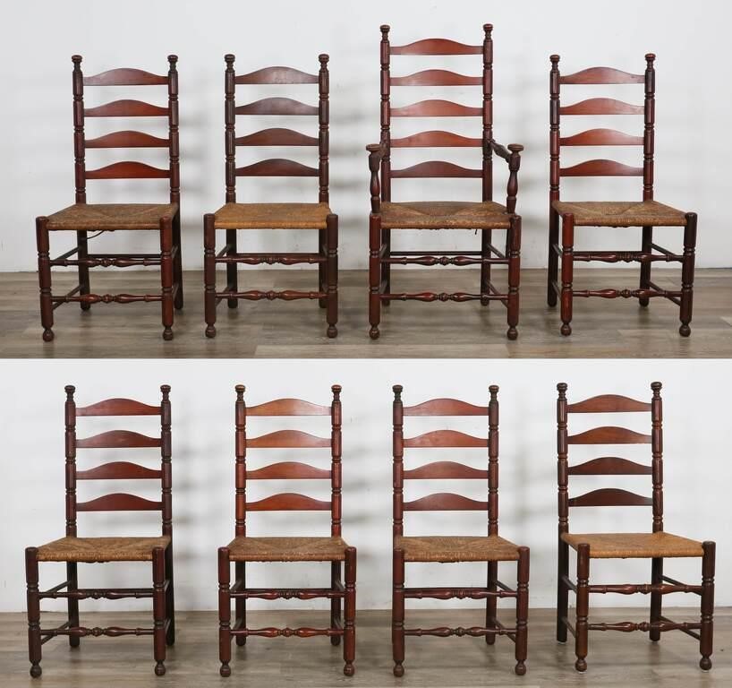 SET OF 8 SHAKER STYLE LADDERBACK