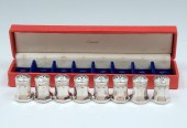 SET OF 8 SILVER CARTIER SALT &