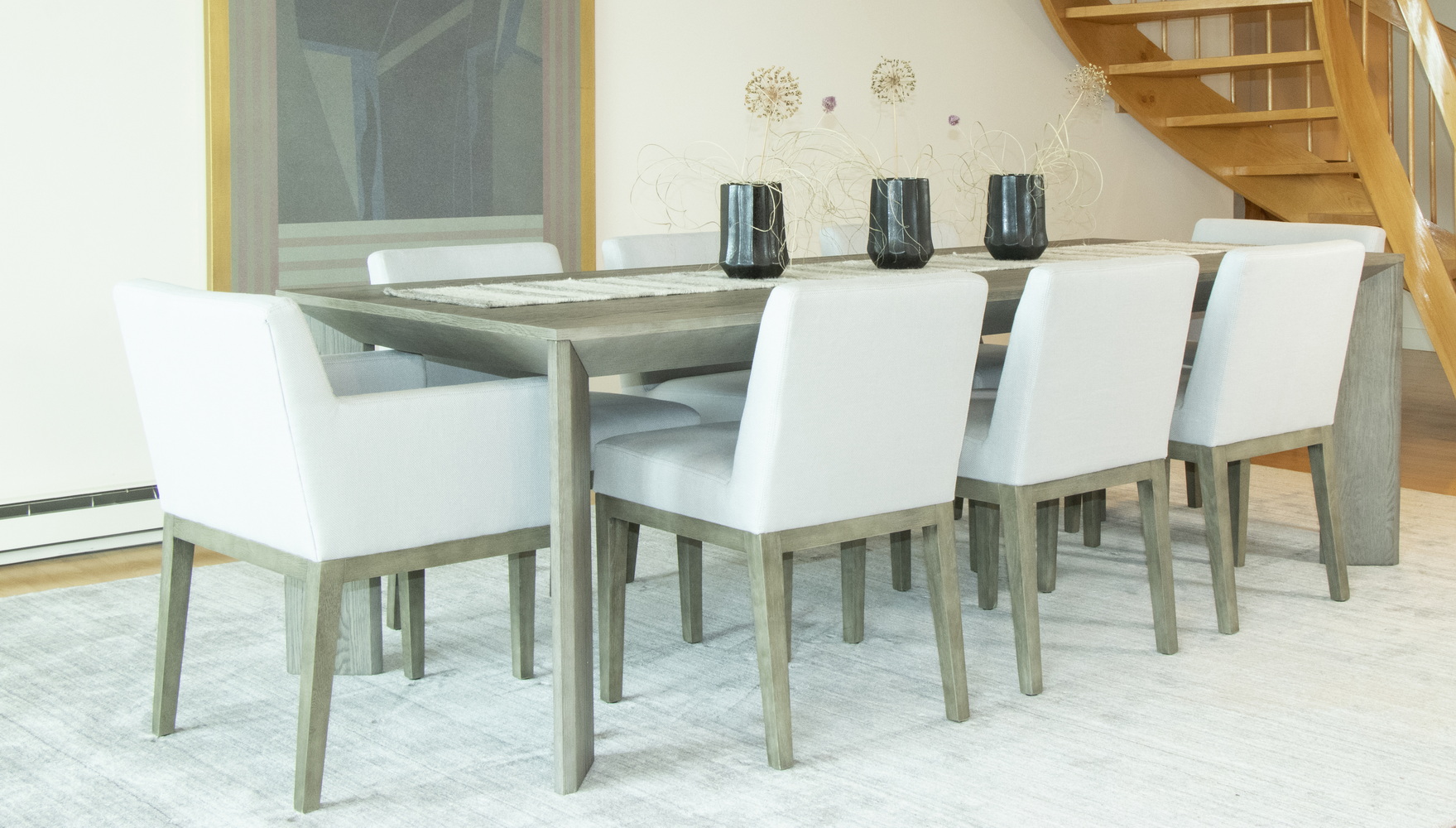 SET OF (8) UPHOLSTERED DINING