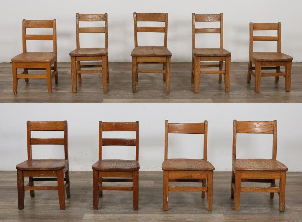 SET OF 9 OAK CHILDREN'S SCHOOL