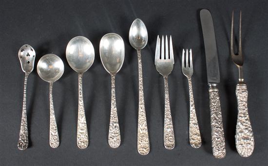 Set of American repousse sterling