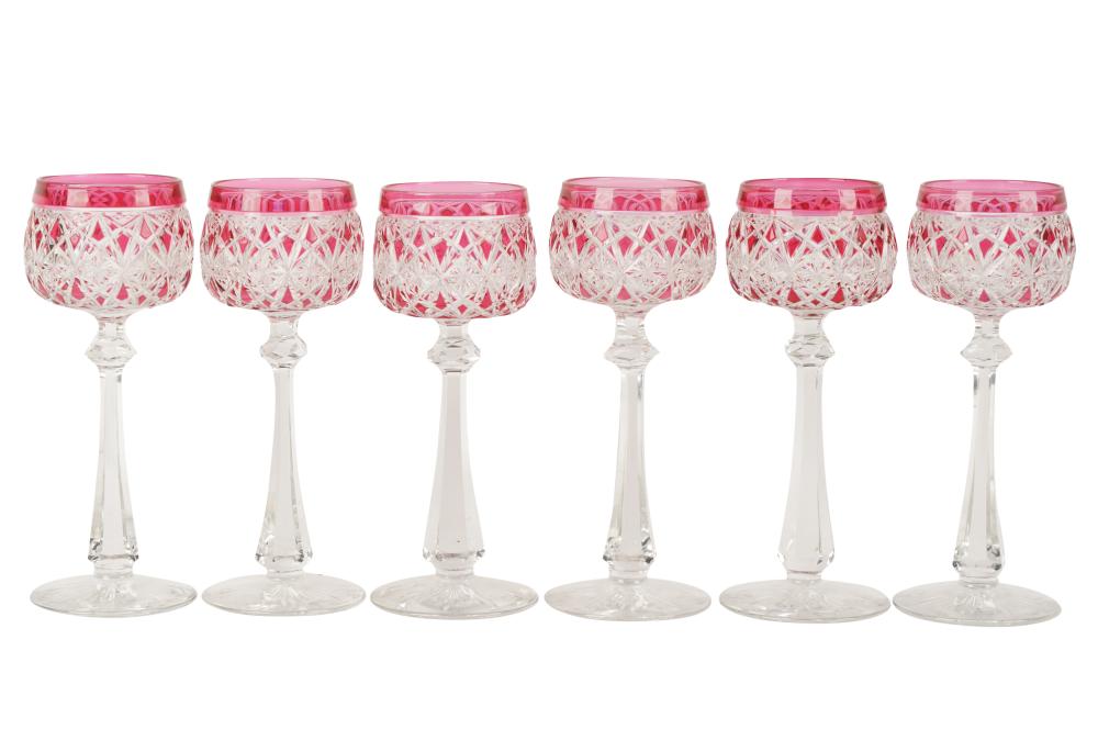 SET OF BACCARAT CRANBERRY AND CLEAR