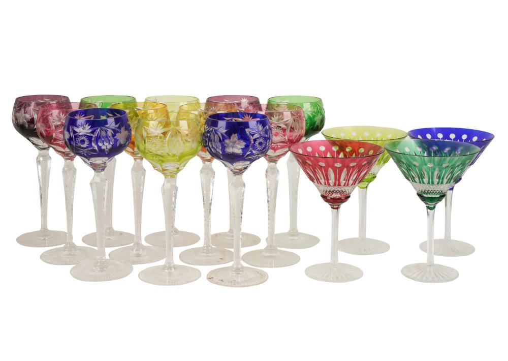SET OF BOHEMIAN COLORED WINE