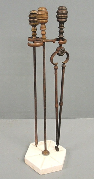 Set of brass and iron fireplace