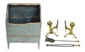 SET OF BRASS ANDIRONS AND A PA