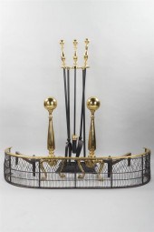 SET OF BRASS FIREPLACE ACCOUTR