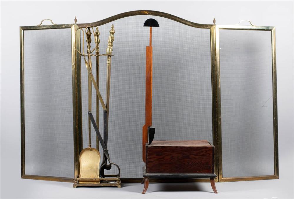 SET OF BRASS FIREPLACE FOLDING