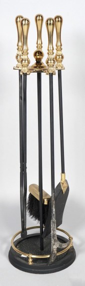 SET OF BRASS MOUNTED FIRE TOOL