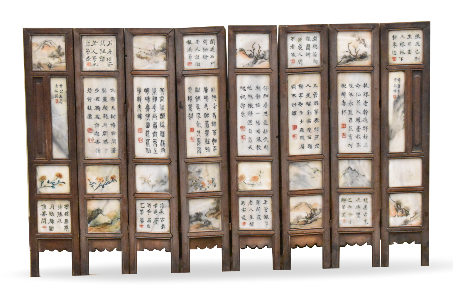 SET OF CHINESE ENAMELED MARBLE
