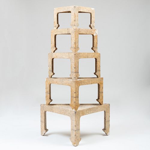 SET OF CHINESE FIVE TIER TRIANGULAR