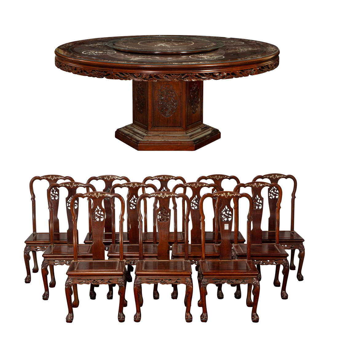 SET OF CHINESE HARDWOOD DINING