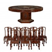 SET OF CHINESE HARDWOOD DINING