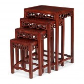 SET OF CHINESE HARDWOOD QUARTE