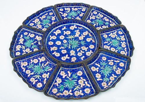SET OF CLOISONNE SWEETMEAT TRAYSThe