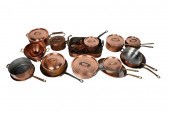 SET OF COPPER POTS & PANSassor