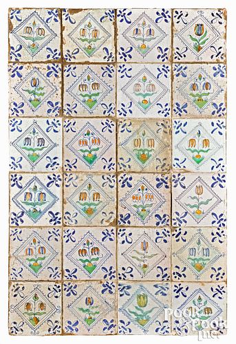 SET OF DELFT POLYCHROME TILES, 18TH
