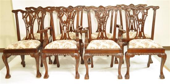 Set of eight 20th C. Chippendale