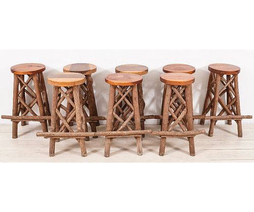SET OF EIGHT ADIRONDACK STYLE