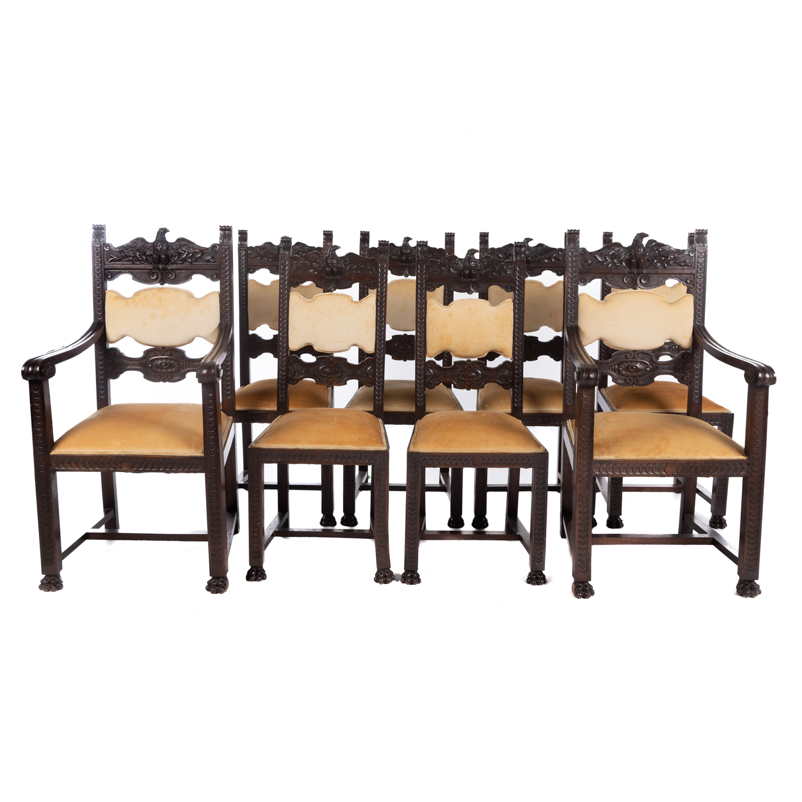 SET OF EIGHT AMERICAN CARVED WOOD