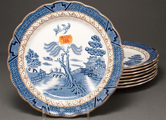 Set of eight Booths blue transfer