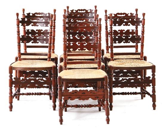 Set of eight Continental carved