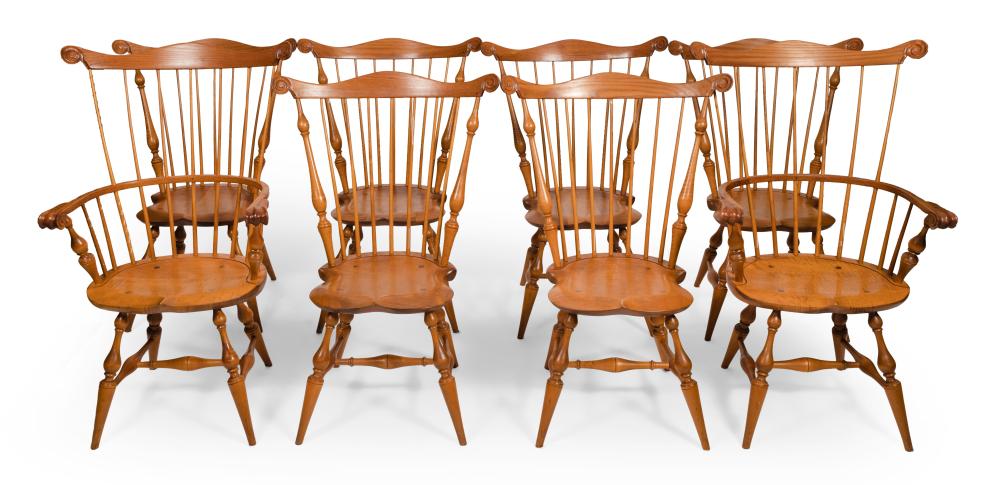 SET OF EIGHT CUSTOM-MADE FAN-BACK