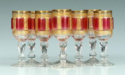 Set of eight cut glass cordials: