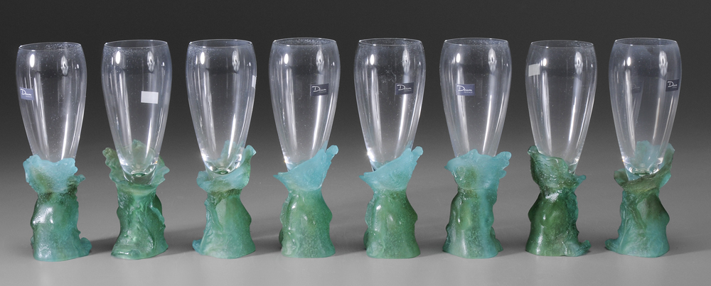 Set of Eight Daum Ondine Flutes