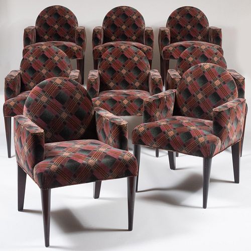 SET OF EIGHT DONGHIA ARMCHAIRS WITH